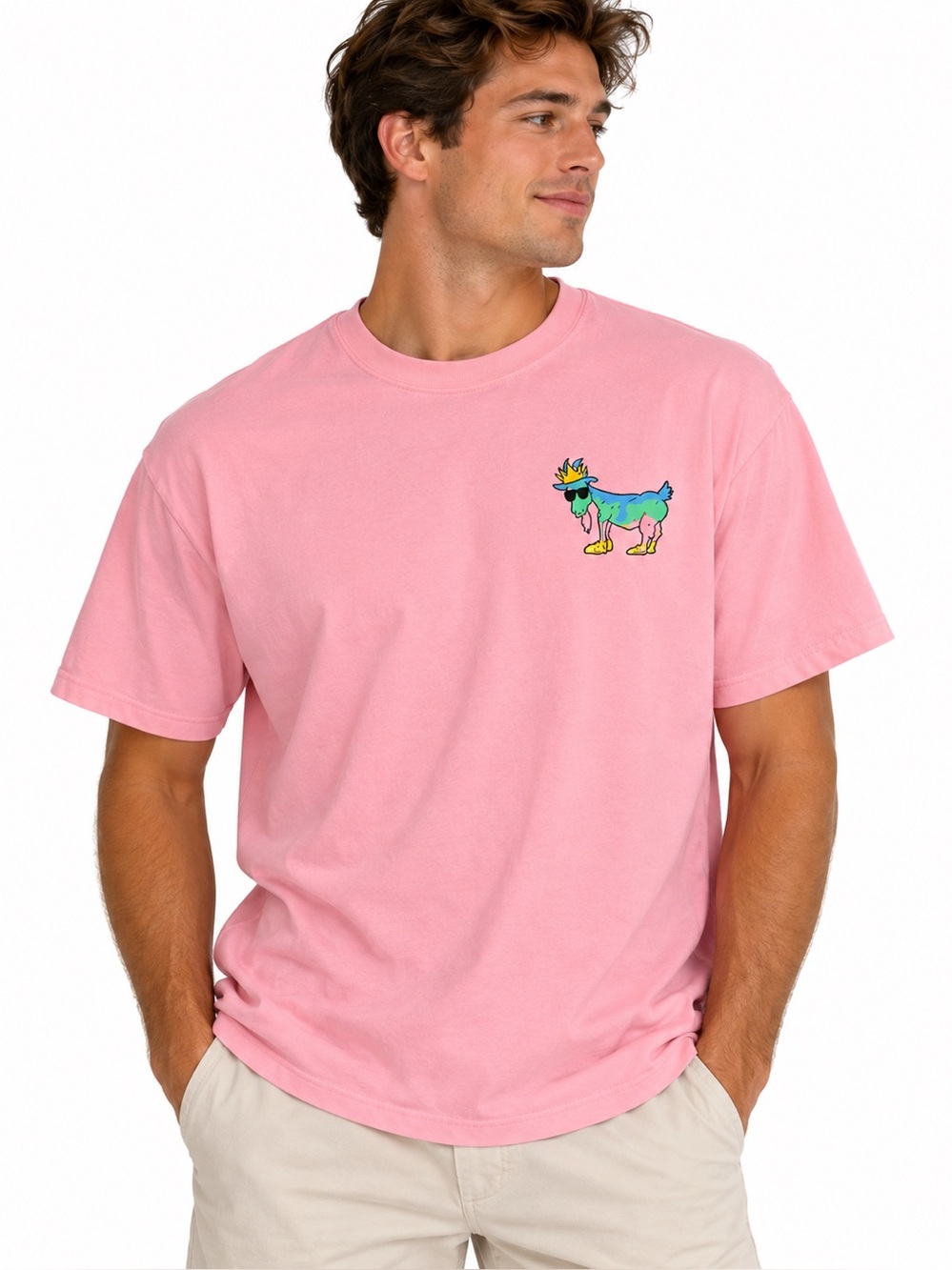 GOAT USA Pink Graphic T-Shirt Size Large